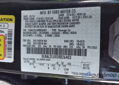 2014 Lincoln Mkz Hybrid from USA, damaged, VIN 3LN6L2LUXER826403